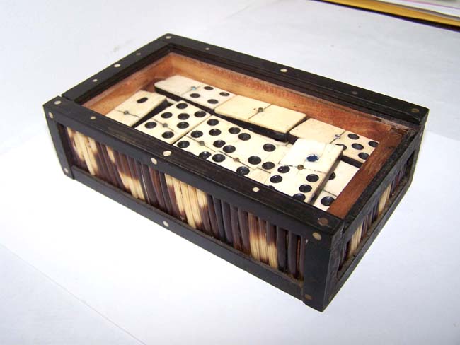 A set of 19th century Bone and Ebony Dominoes in a Porcupine Quill and Ebony Box circa 1875 — image 2